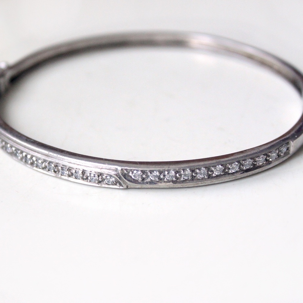 Vintage sterling silver  bracelet en argent 925  CZ cubic zirconia Small size